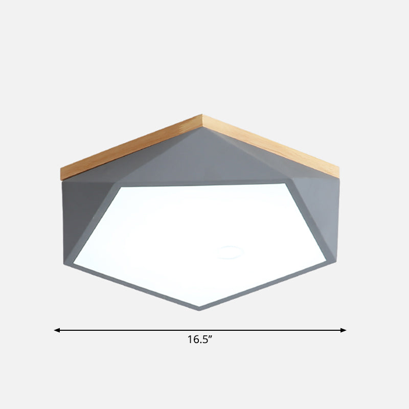 Modern Nordic Geometric LED Ceiling Light with Acrylic Diffuser - Metal Bedroom Flush Mount Fixture