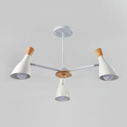 Iron Bias-Cut Bottle Chandelier - Macaron Style Pendant Light For Living Room 3 / White