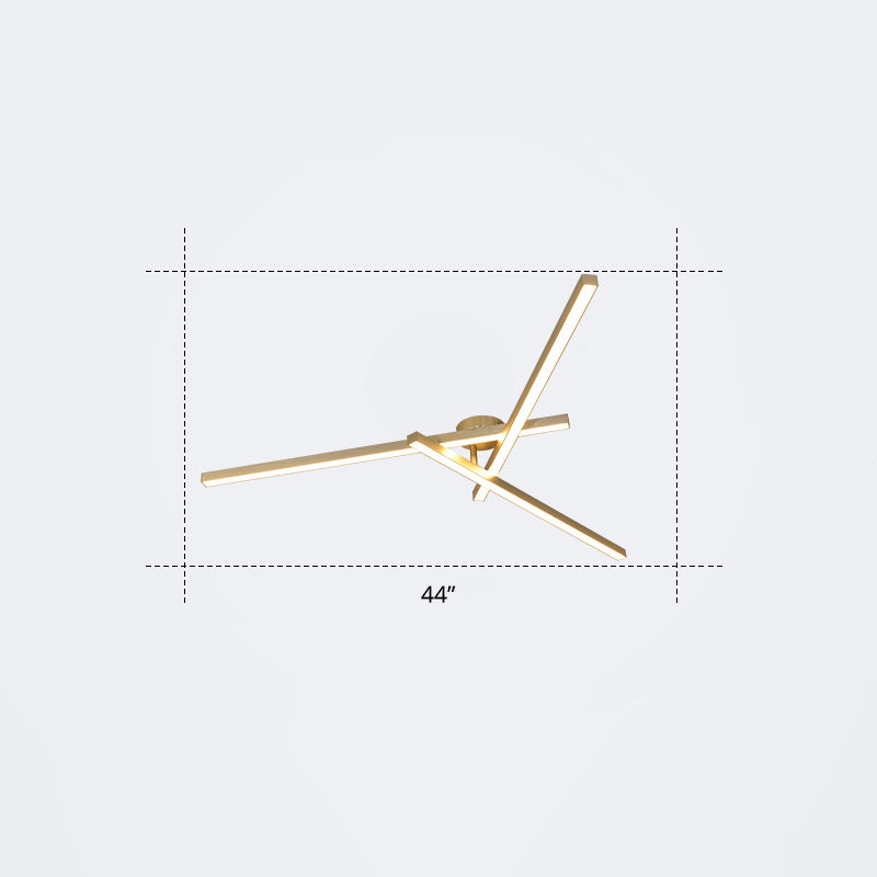 Minimalistic Acrylic Led Ceiling Mount Lamp For Living Room: Radial Flush Light Fixture 3 / Gold