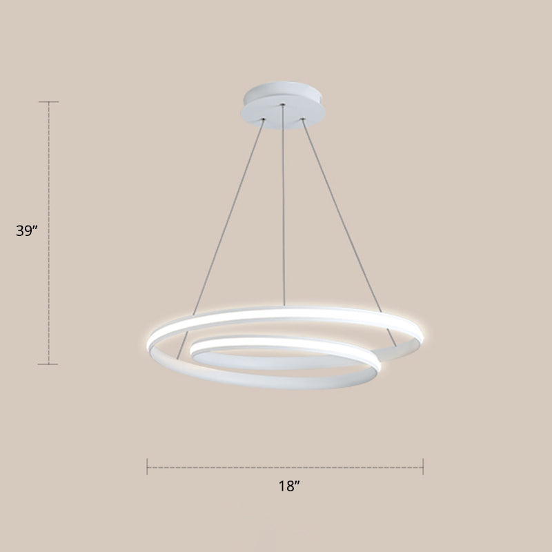 Aluminum LED Chandelier Light - Loop Shaped Minimalist Dining Room Suspension Lamp