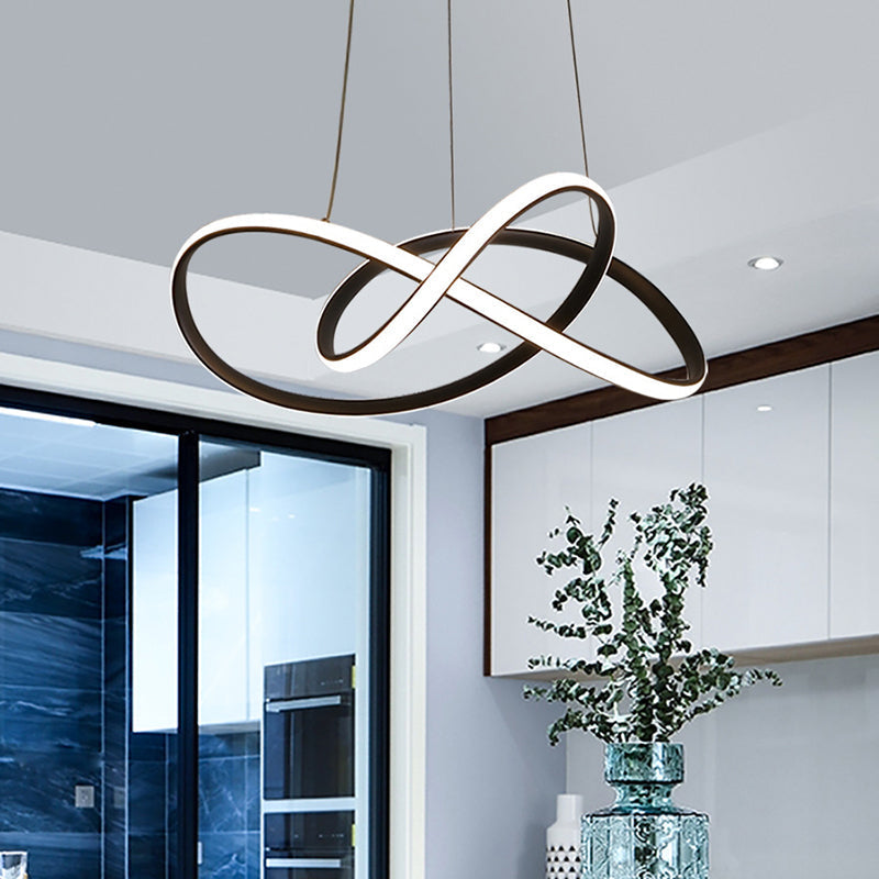 Luminaire suspendu minimaliste en métal pour salle à manger - Design de lustre torsadé