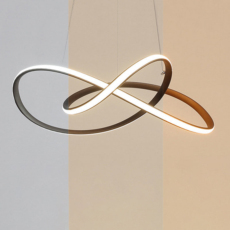 Luminaire suspendu minimaliste en métal pour salle à manger - Design de lustre torsadé