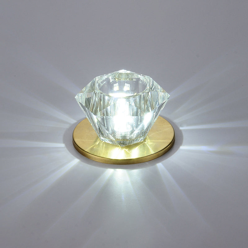 Simple Clear Crystal Gemstone Shaped Flush Ceiling Light for Hallways - Mount Fixture