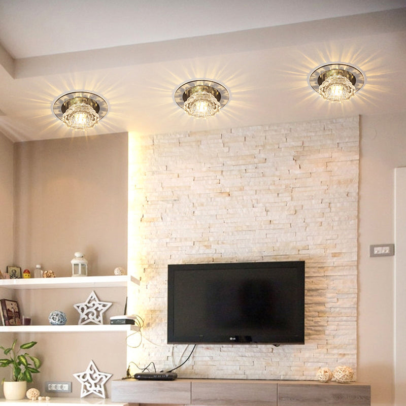 Minimalist Crystal Clear Scalloped Flush Ceiling Light for Corridor - Flush Mount Fixture