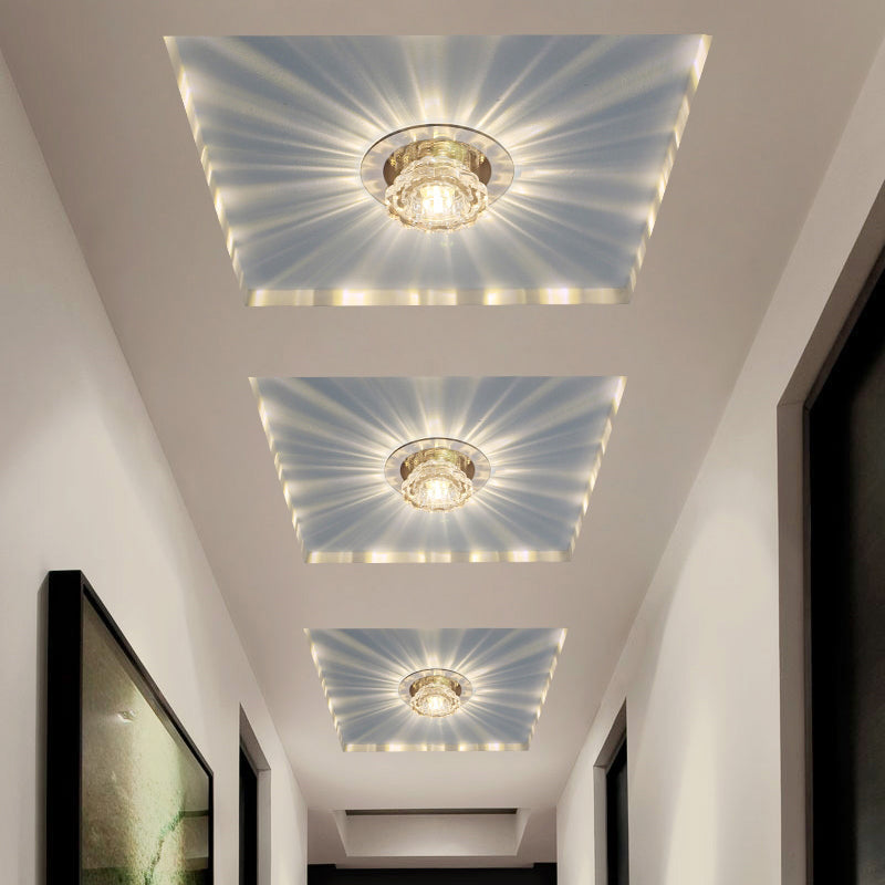 Minimalist Crystal Clear Scalloped Flush Ceiling Light for Corridor - Flush Mount Fixture