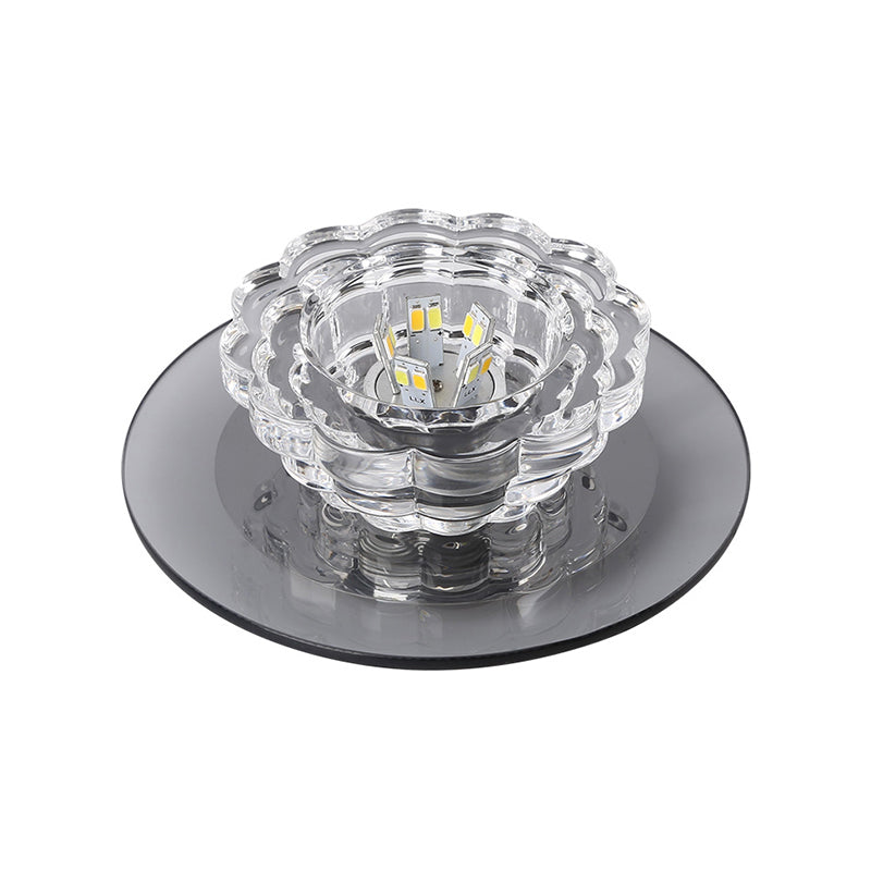 Minimalist Crystal Clear Scalloped Flush Ceiling Light for Corridor - Flush Mount Fixture