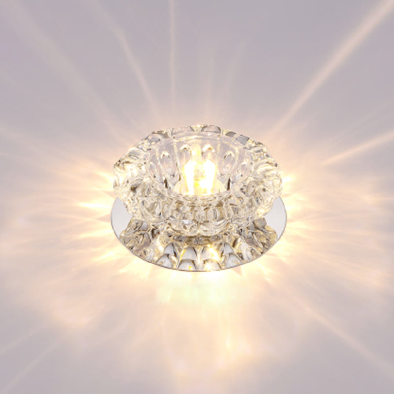 Minimalist LED Crystal Flush Mount Ceiling Lamp for Flower-inspired Corridors