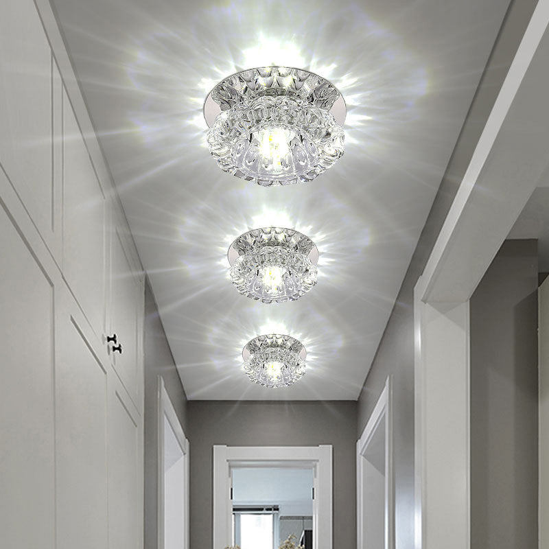 Minimalist LED Crystal Flush Mount Ceiling Lamp for Flower-inspired Corridors