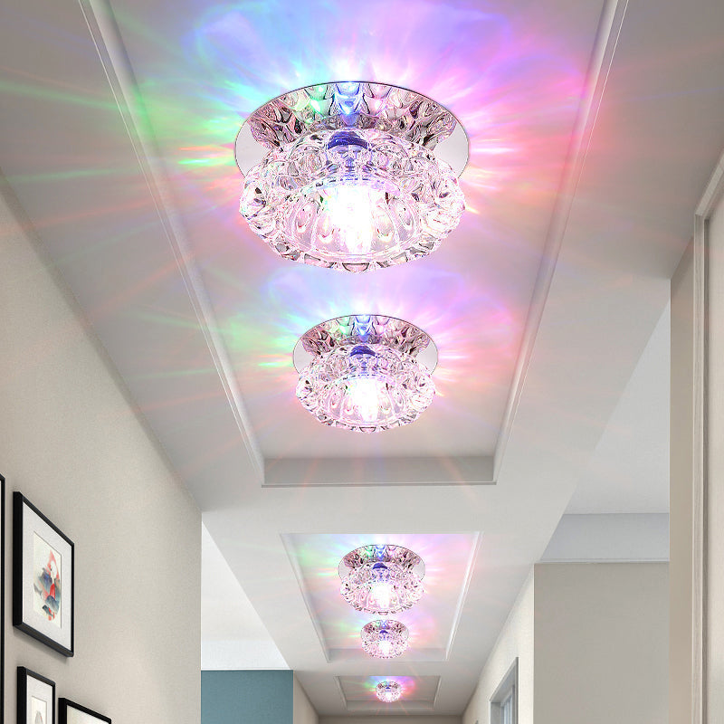 Minimalist LED Crystal Flush Mount Ceiling Lamp for Flower-inspired Corridors