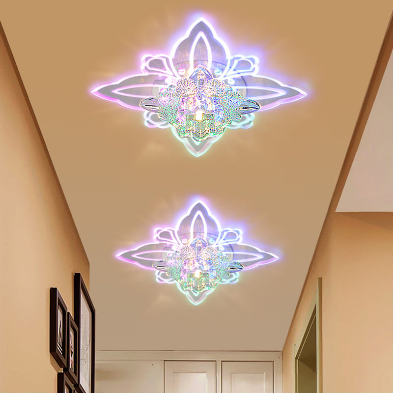 Crystal Blossom LED Ceiling Lamp with Modern Style and Clear Acrylic Petals - Ideal for Foyers and Flush Mount Lighting