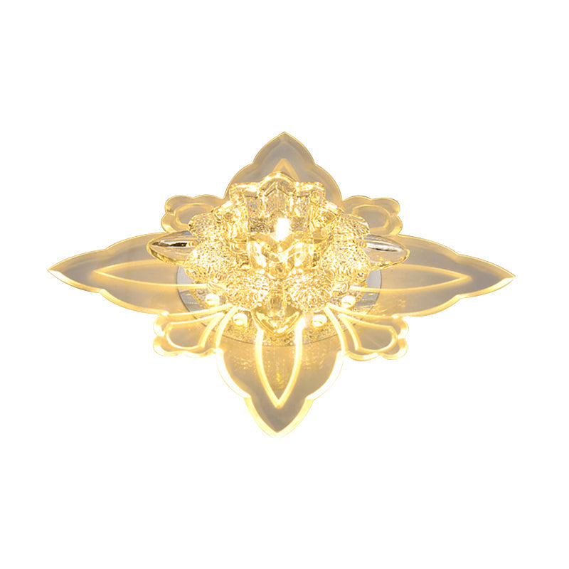 Crystal Blossom LED Ceiling Lamp with Modern Style and Clear Acrylic Petals - Ideal for Foyers and Flush Mount Lighting