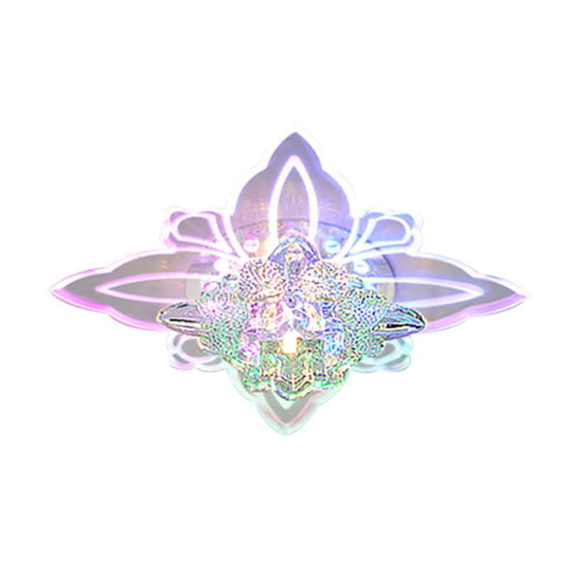 Crystal Blossom LED Ceiling Lamp with Modern Style and Clear Acrylic Petals - Ideal for Foyers and Flush Mount Lighting