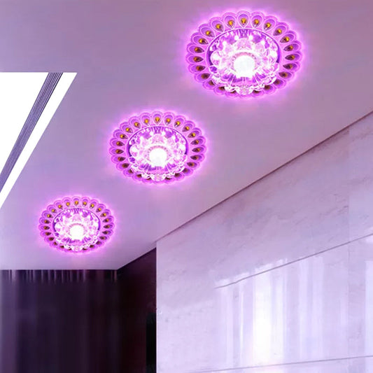 Stylish LED Ceiling Mount Light: Modern Flushmount Lighting with Flower Crystal Shade