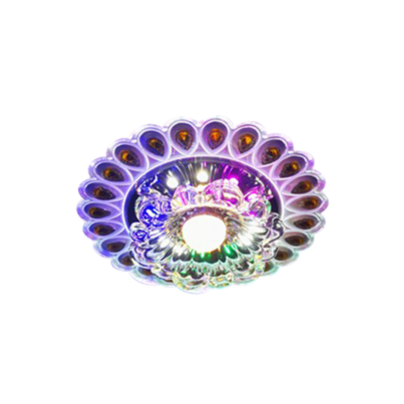 Stylish LED Ceiling Mount Light: Modern Flushmount Lighting with Flower Crystal Shade