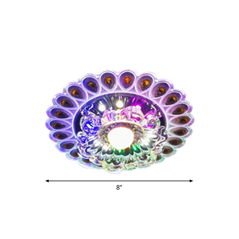 Stylish LED Ceiling Mount Light: Modern Flushmount Lighting with Flower Crystal Shade