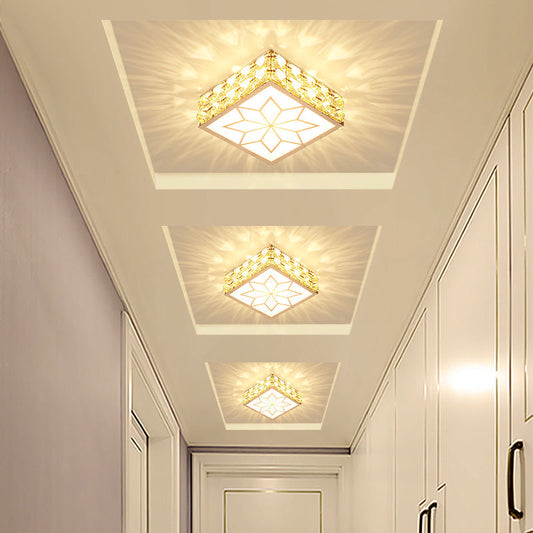 Simple Crystal Embedded LED Ceiling Flush Mount Light Fixture for Hallways