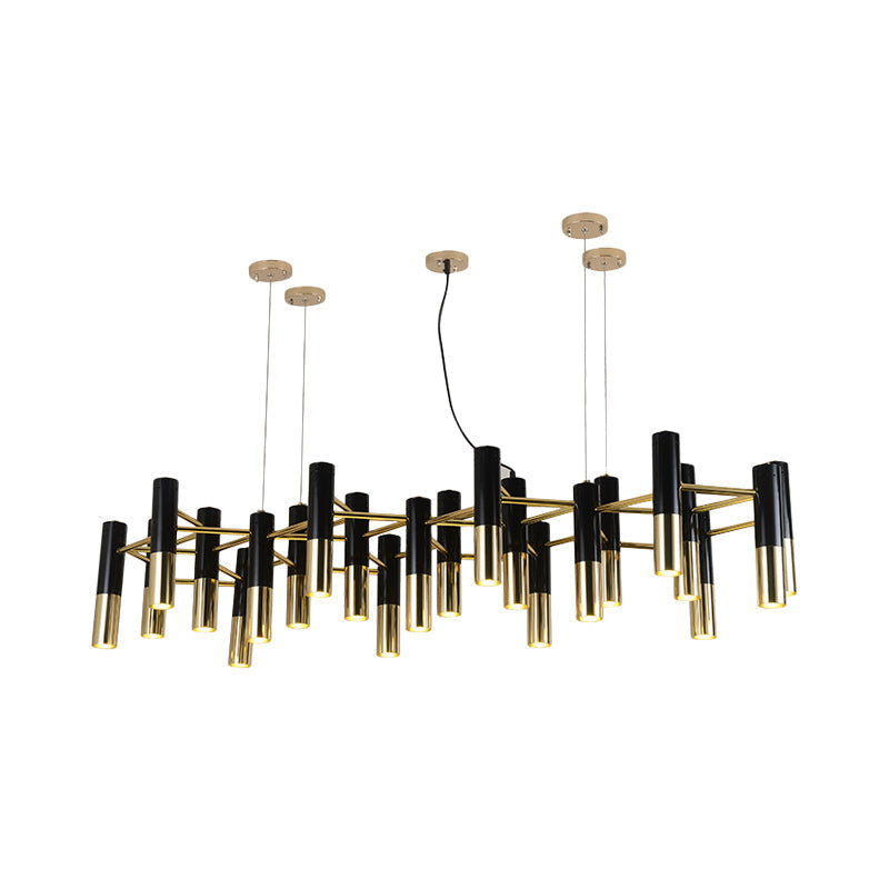 Lustre tubulaire LED doré contemporain : 11/22 lumières, luminaire suspendu chaleureux