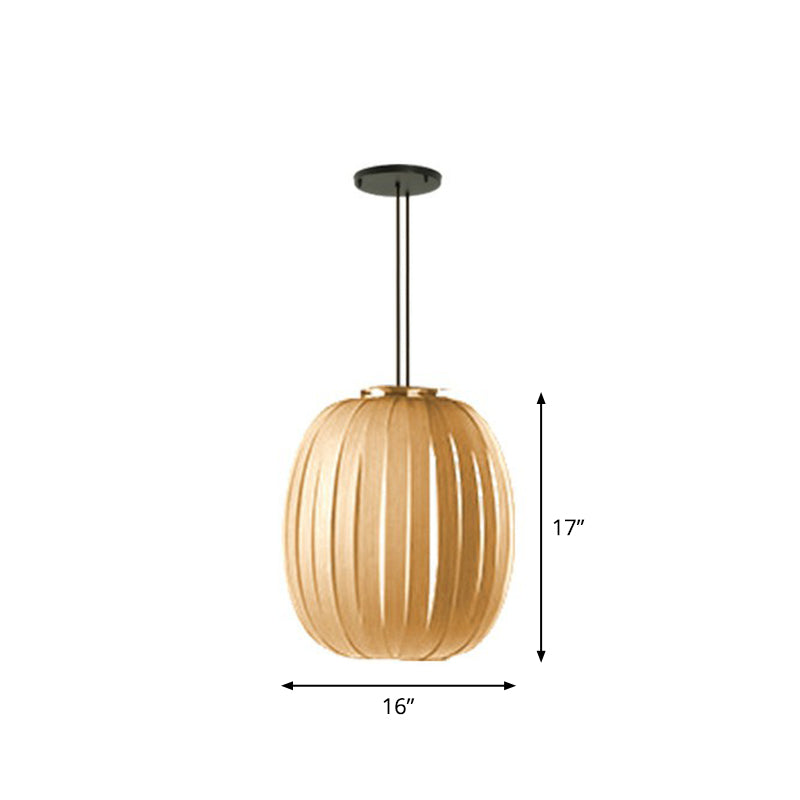 Sleek Wooden Pendant Light Kit For Sphere Restaurant Suspension - Single-Bulb Minimalist Design