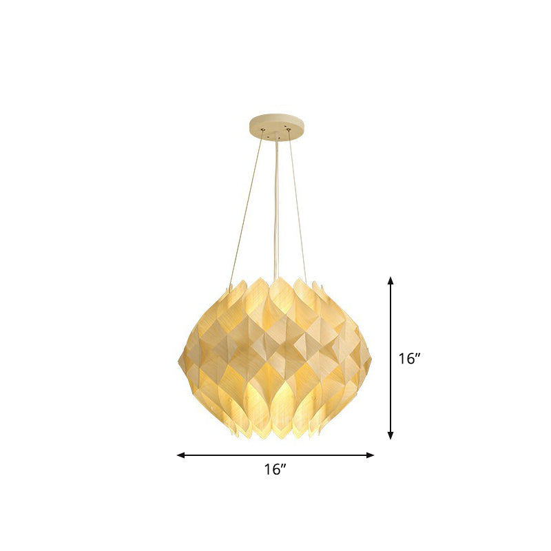 Nordic Wooden Hanging Light: 1-Light Beige Ceiling Lamp