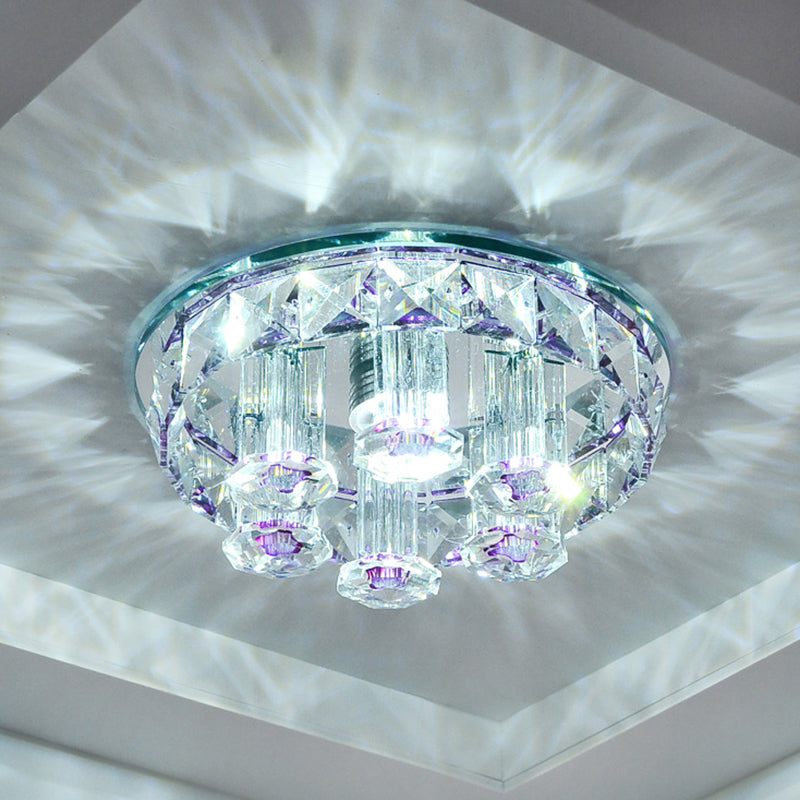 Minimalist Prismatic Optical Crystal LED Round Ceiling Flush Mount Light Fixture