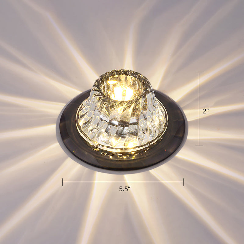 Crystal Corridor LED Ceiling Light - Stylish Flush Mount Fixture with Clear Twisted Flare Design