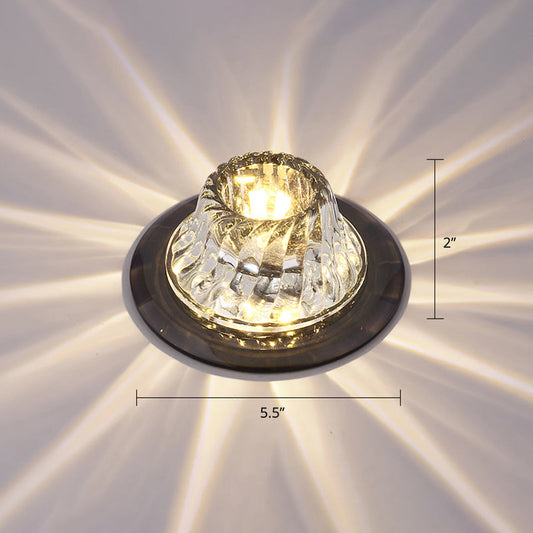 Crystal Corridor LED Ceiling Light - Stylish Flush Mount Fixture with Clear Twisted Flare Design