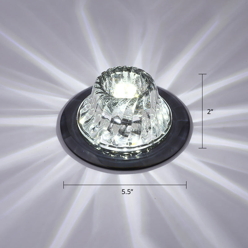 Crystal Corridor LED Ceiling Light - Stylish Flush Mount Fixture with Clear Twisted Flare Design