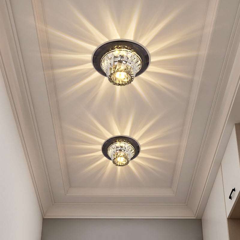 Crystal Corridor LED Ceiling Light - Stylish Flush Mount Fixture with Clear Twisted Flare Design