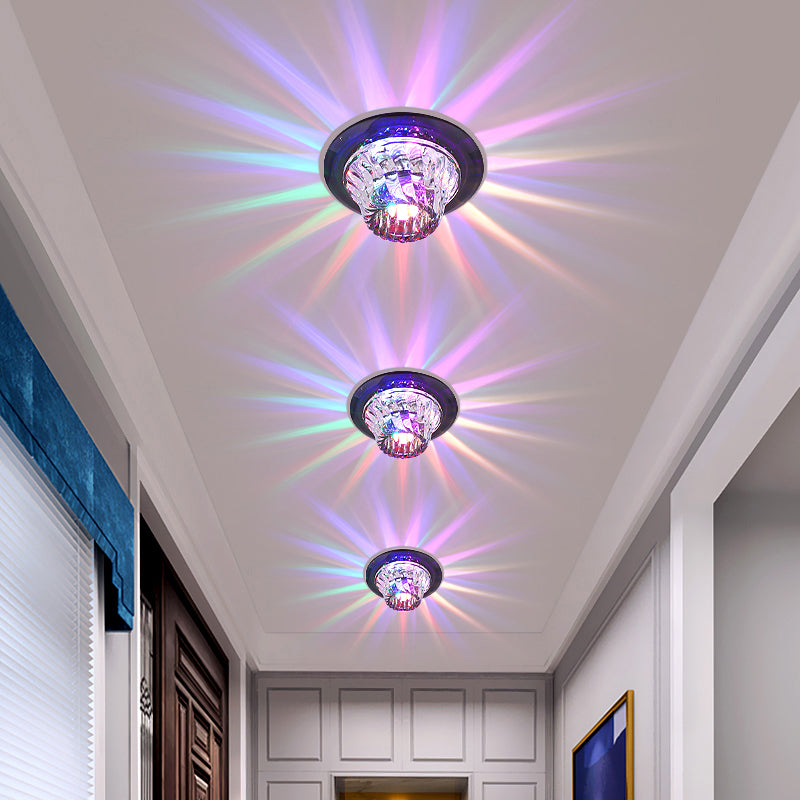 Crystal Corridor LED Ceiling Light - Stylish Flush Mount Fixture with Clear Twisted Flare Design