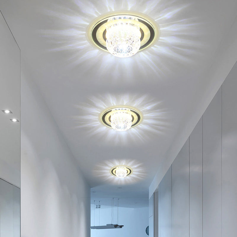 Contemporary Crystal Clear LED Flush Mount Lighting for Entryway