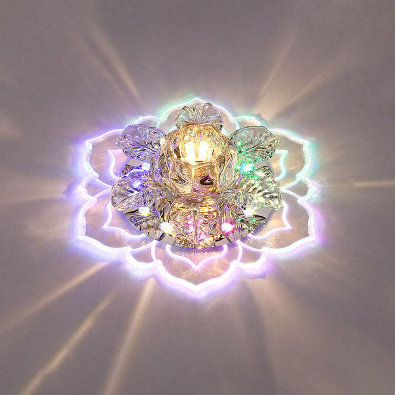 Minimalist Floral LED Crystal Surface Mount Ceiling Light for Hallway