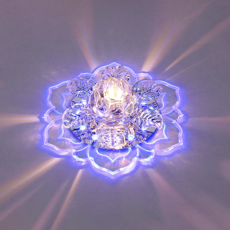 Minimalist Floral LED Crystal Surface Mount Ceiling Light for Hallway