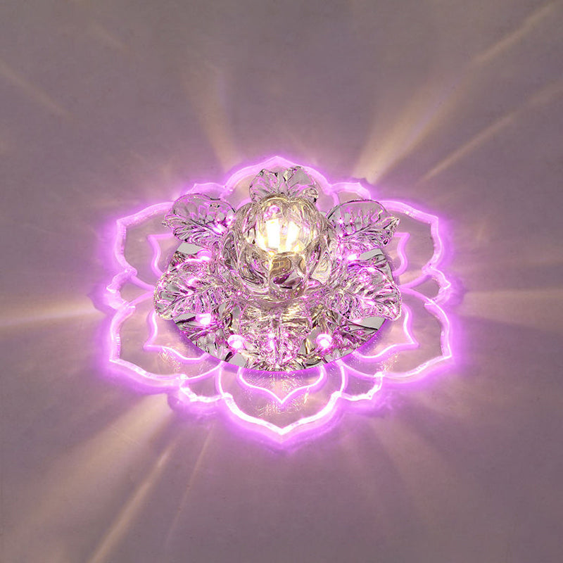 Minimalist Floral LED Crystal Surface Mount Ceiling Light for Hallway