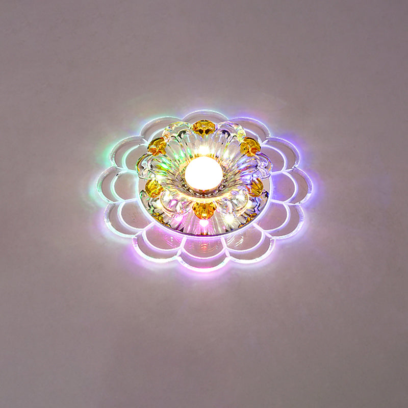 Modern Crystal Clear LED Ceiling Fixture for Corridor - Scalloped Flush Mount Recessed Lighting
