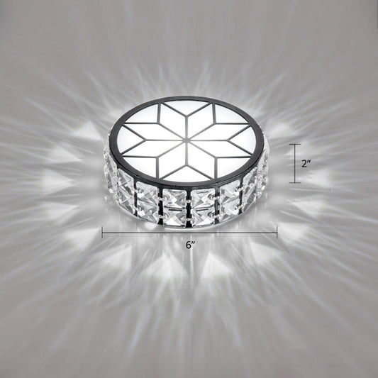 Clear Cut Crystal LED Ceiling Light with Floral Pattern - Modern Flush Mount