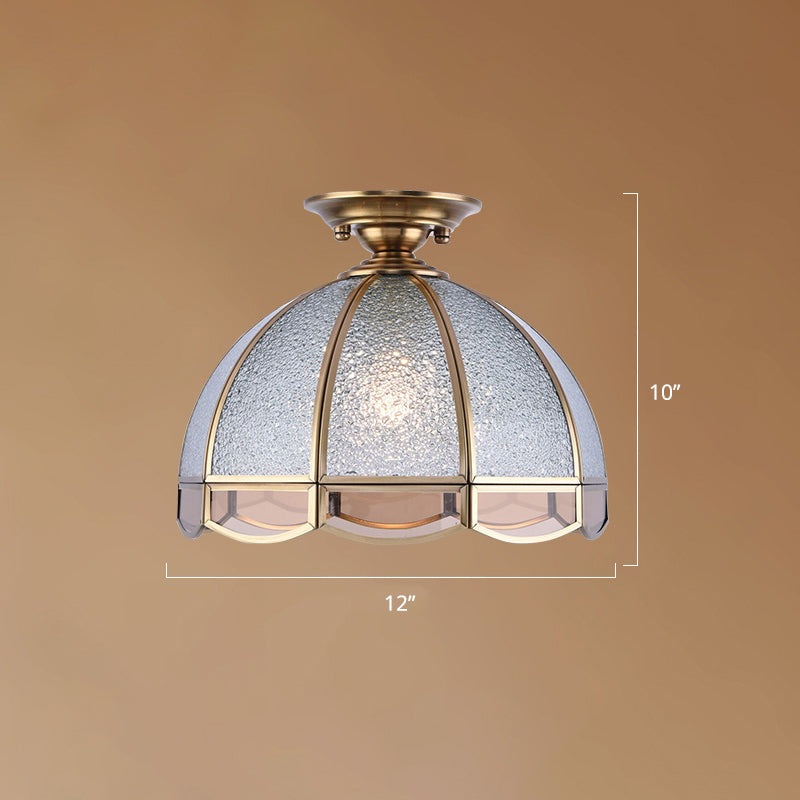 Plafonnier de hall d'entrée traditionnel en verre à effet de goutte avec bord festonné