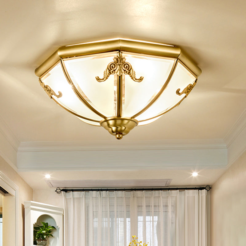 Traditional Flush Mount Ceiling Light for Dining Rooms - Dome Frosted Glass Shade