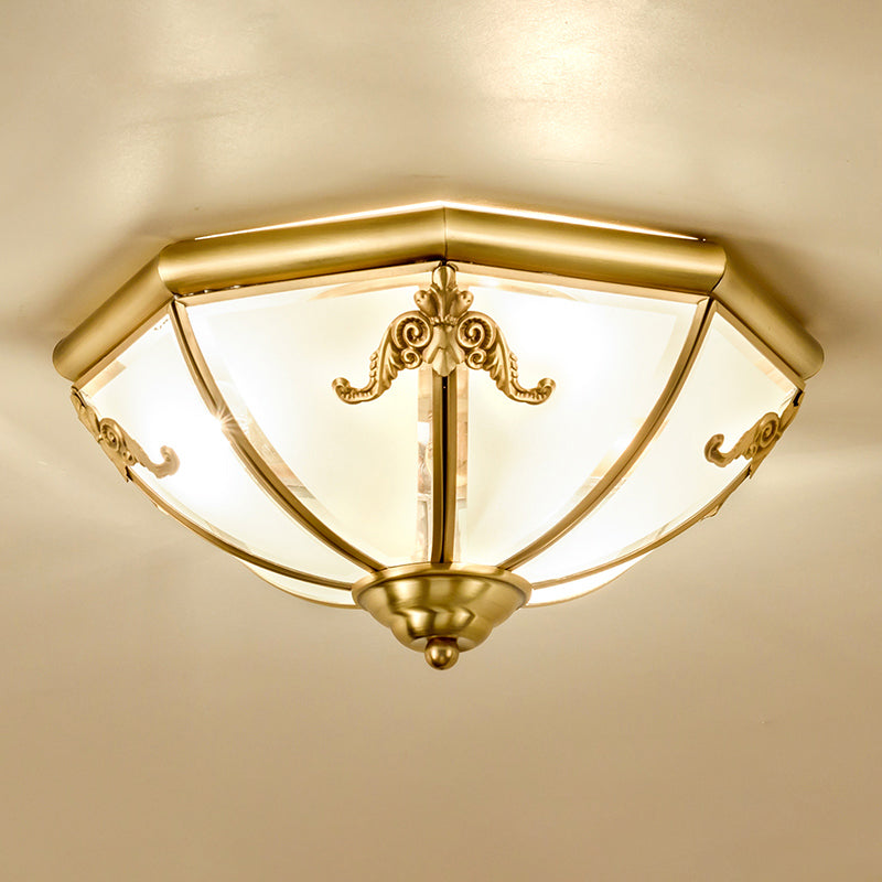 Traditional Flush Mount Ceiling Light for Dining Rooms - Dome Frosted Glass Shade
