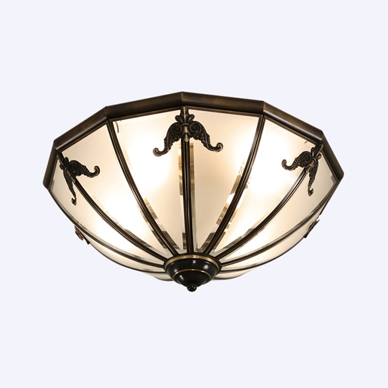 Traditional Flush Mount Ceiling Light for Dining Rooms - Dome Frosted Glass Shade