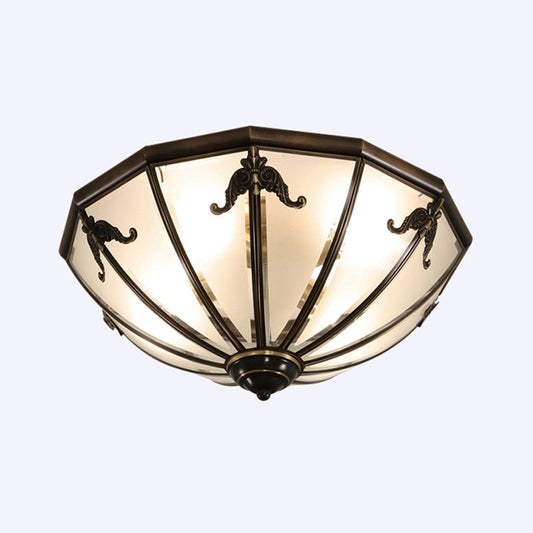 Traditional Flush Mount Ceiling Light for Dining Rooms - Dome Frosted Glass Shade