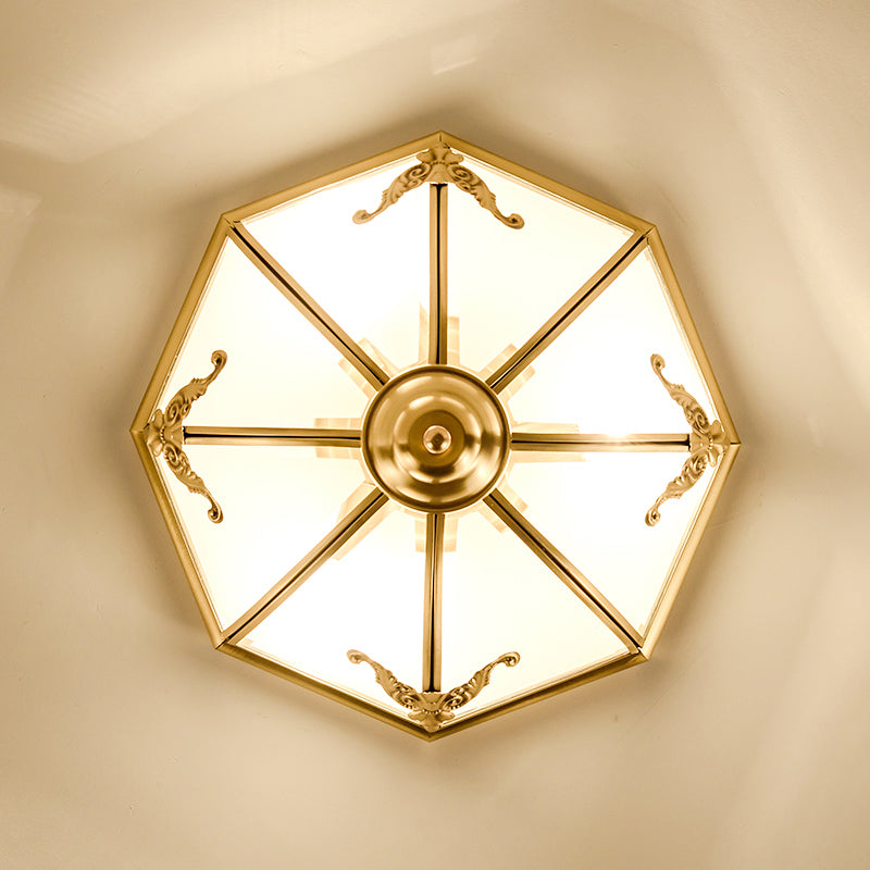 Traditional Flush Mount Ceiling Light for Dining Rooms - Dome Frosted Glass Shade