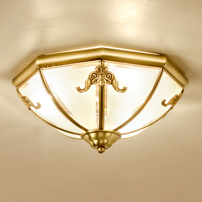 Traditional Flush Mount Ceiling Light for Dining Rooms - Dome Frosted Glass Shade