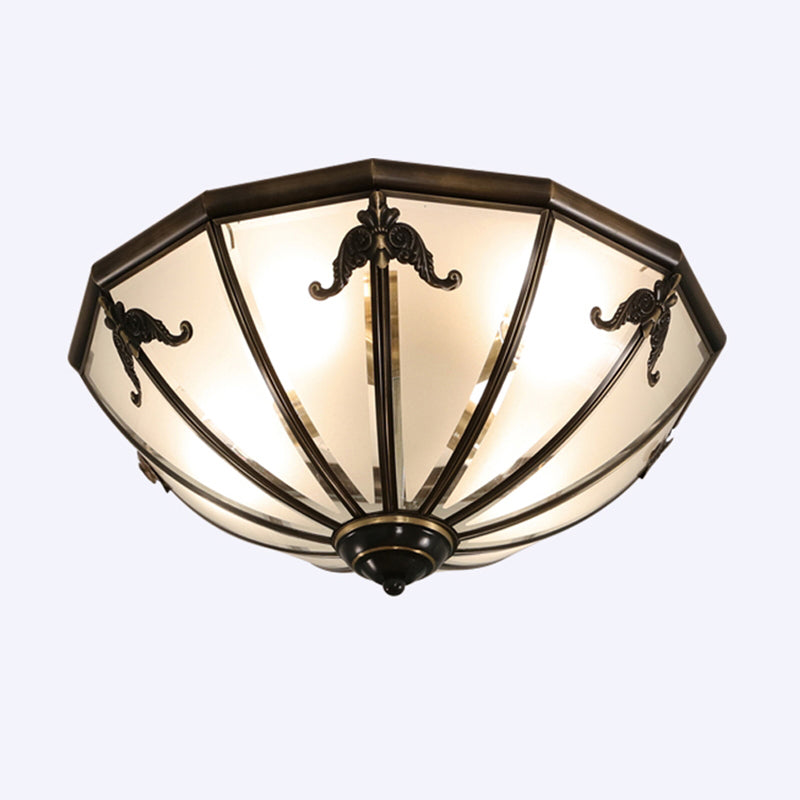 Traditional Flush Mount Ceiling Light for Dining Rooms - Dome Frosted Glass Shade