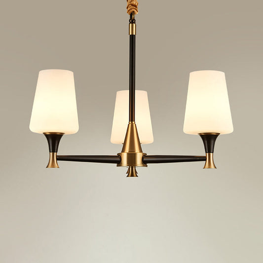 Modern Black Conical Glass Chandelier Light For Traditional Bedroom Ceiling 3 / White