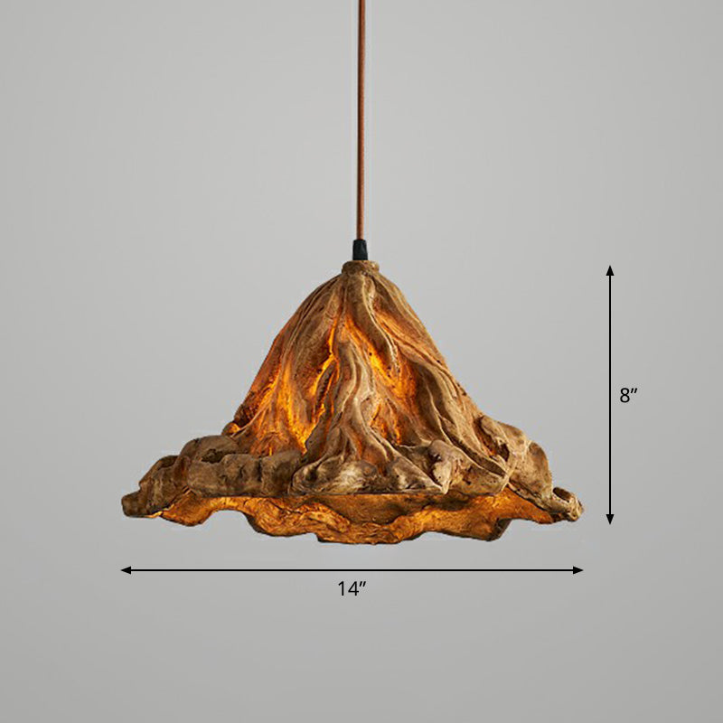 Resin Lotus Leaf Pendant Light - Artistic Single-Bulb Hanging Fixture For Restaurants