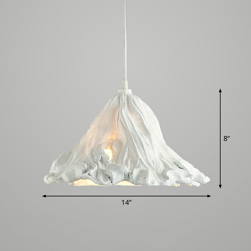 Resin Lotus Leaf Pendant Light - Artistic Single-Bulb Hanging Fixture For Restaurants