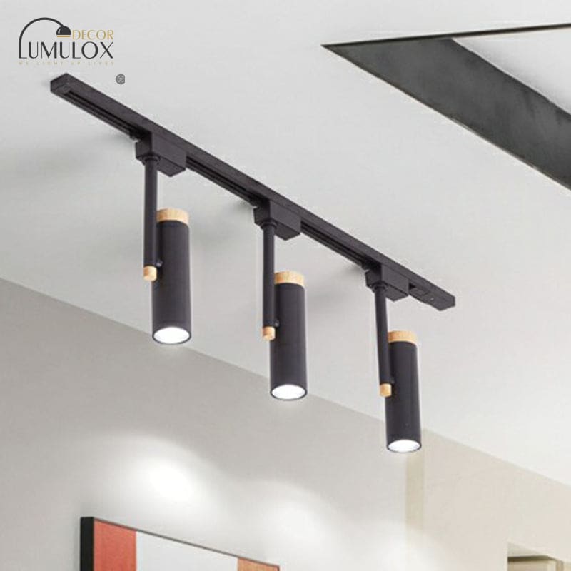 Nordic Tubular Metallic LED Spotlight with Wood Cap – Semi-Flush Mount Fixture