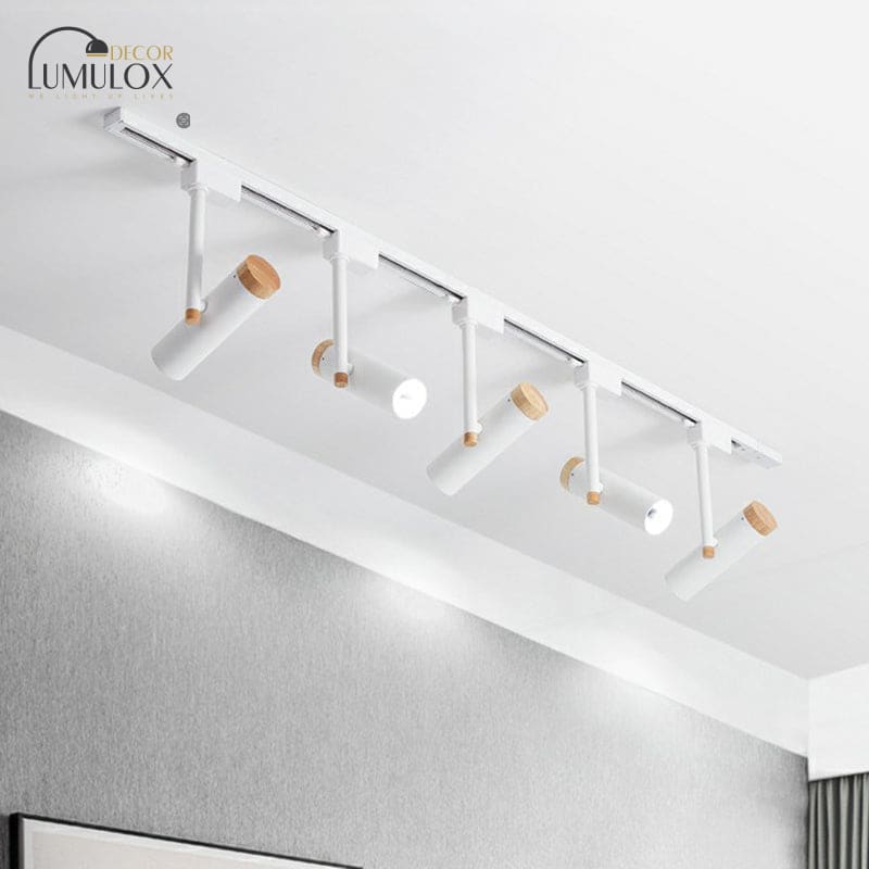 Nordic Tubular Metallic LED Spotlight with Wood Cap – Semi-Flush Mount Fixture