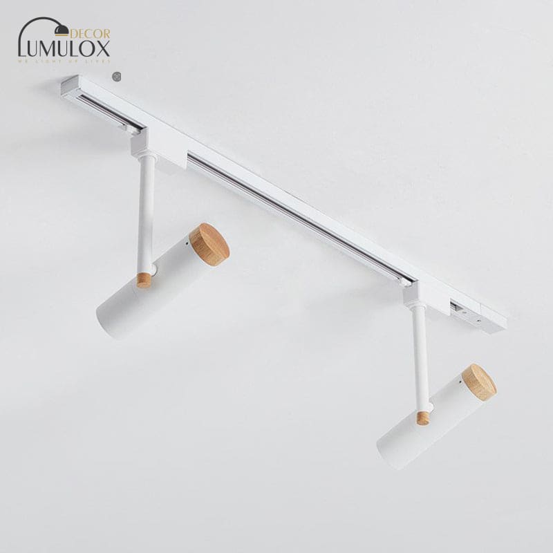 Nordic Tubular Metallic LED Spotlight with Wood Cap – Semi-Flush Mount Fixture