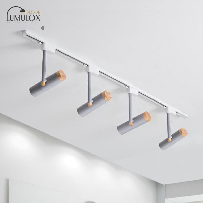 Nordic Tubular Metallic LED Spotlight with Wood Cap – Semi-Flush Mount Fixture